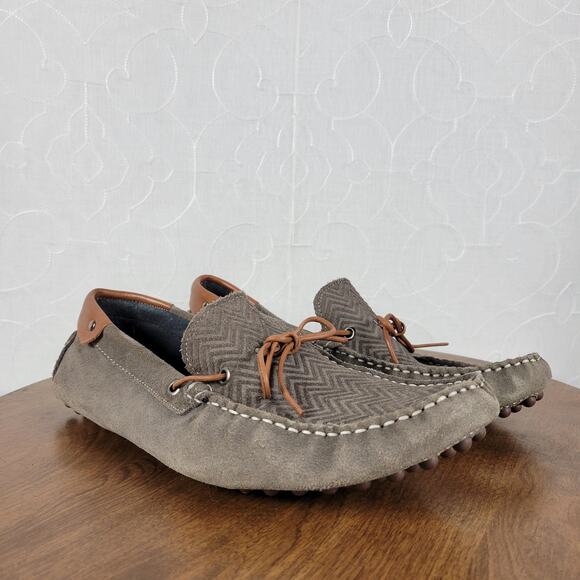 Mike Konos Mens Shoes Size 10 Taupe Suede Leather Driving Loafers Mocassins - Picture 5 of 12